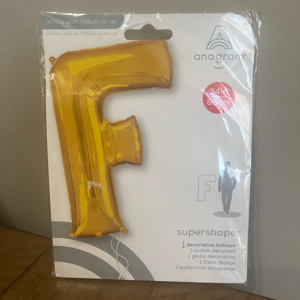 COPY - Large 34” Gold Foil Mylar Balloon - Letter F